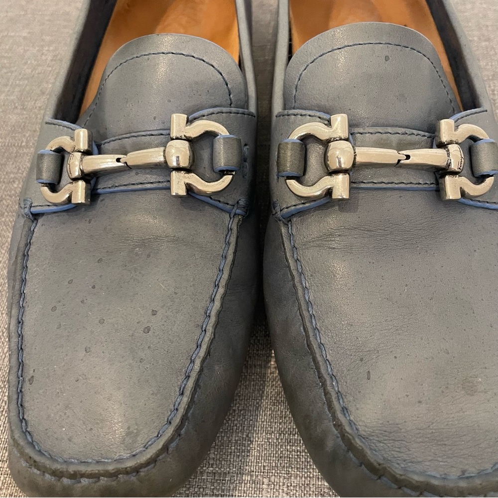 SALVATORE FERRAGAMO Women’s Horsebit Loafers - Storm Blue Size 8.5 - Picture 5 of 13